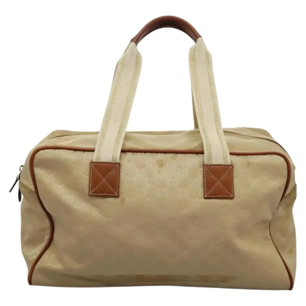GUCCI GG Canvas Boston Bag Nylon Beige